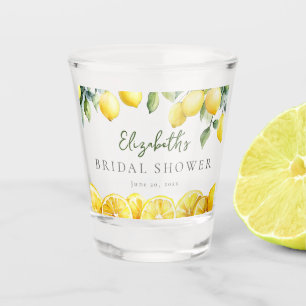 Watercolor Yellow Lemon Citrus Bridal Shower Shot Glass
