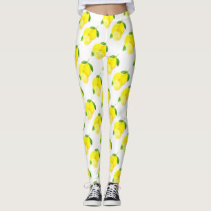 Watercolor Yellow Lemon fruit Citrus Summer  Leggings