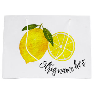 Watercolor Yellow Lemon Large Gift Bag