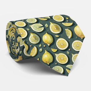 Watercolor Yellow Lemon Neck Tie