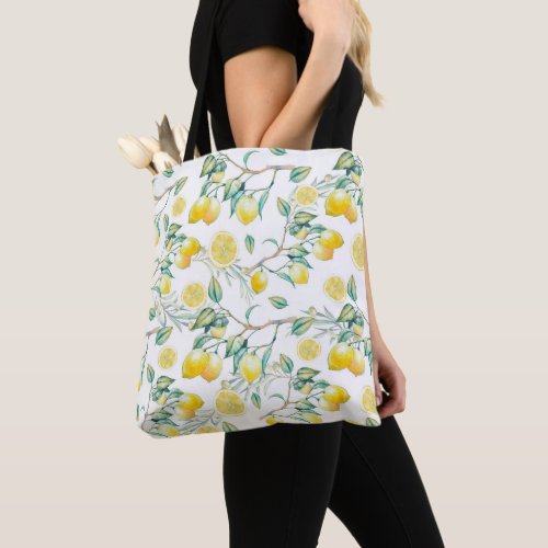 Watercolor Yellow Lemon Tote Bag