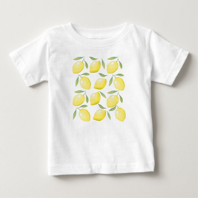 Watercolor Yellow Lemons Baby T-Shirt (Front)