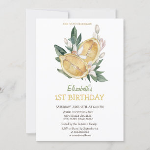 Watercolor Yellow Lemons Botanical Invitation