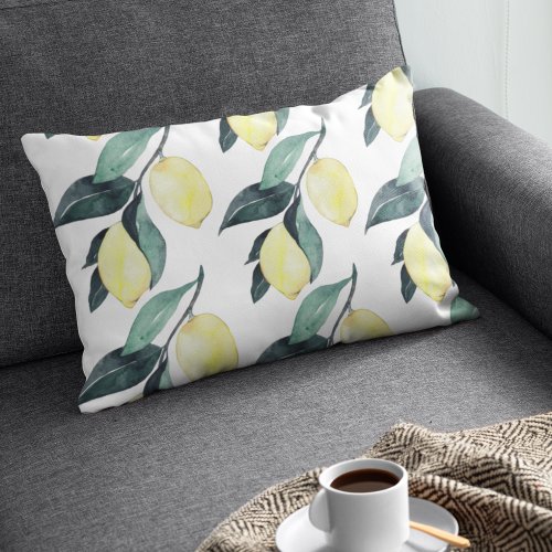 Watercolor Yellow Lemons Seamless Pattern Accent Pillow