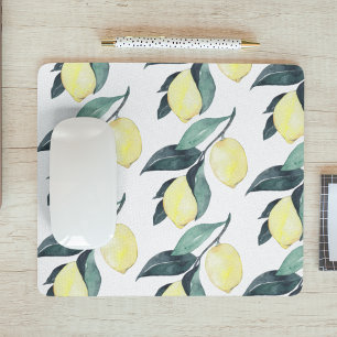 Watercolor Yellow Lemons Seamless Pattern Mouse Pad