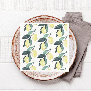 Watercolor Yellow Lemons Seamless Pattern Napkins