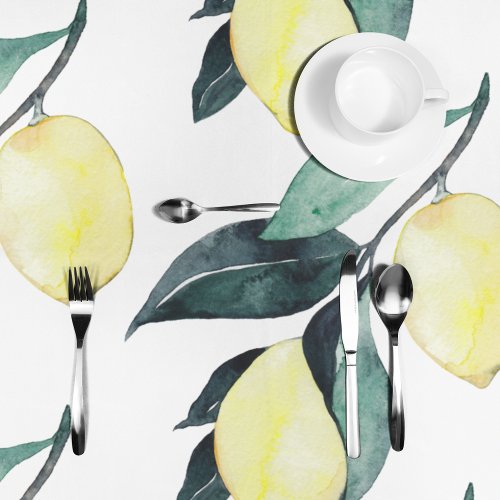 Watercolor Yellow Lemons Seamless Pattern Tablecloth