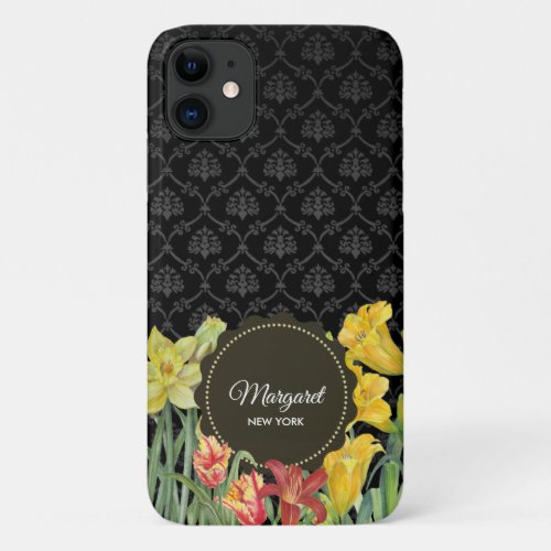 Watercolor Yellow Orange Spring Flowers Case_Mate  iPhone 11 Case