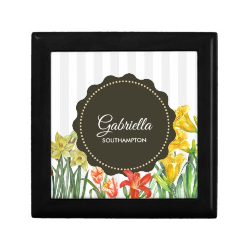 Watercolor Yellow Orange Spring Flowers Design Gift Box