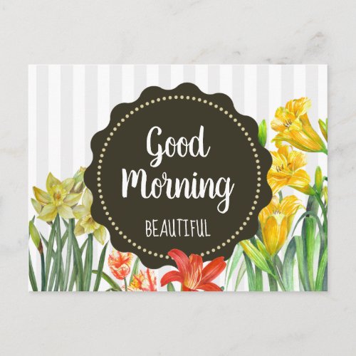 Watercolor Yellow Orange Spring Flowers Design Postcard