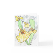 Watercolor Yellow Orchid Note Card with envelope