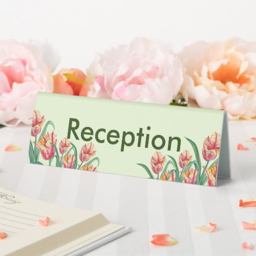 Watercolor Yellow Parrot Tulip Illustration Table Tent Sign