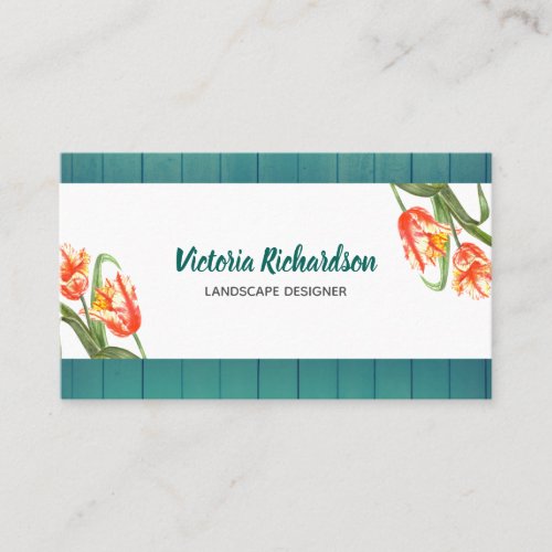 Watercolor Yellow Parrot Tulips Floral Art Business Card