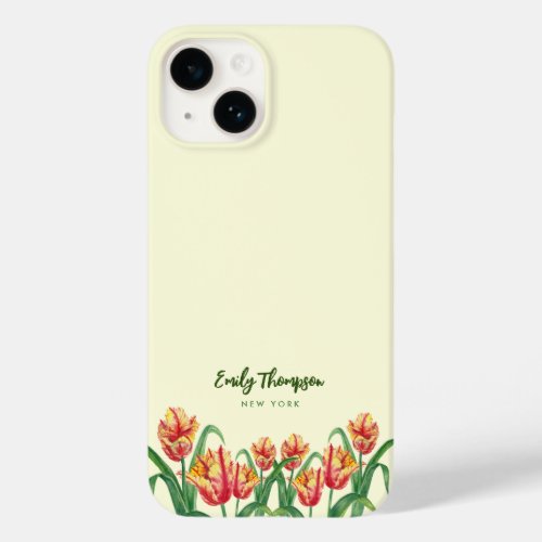 Watercolor Yellow Parrot Tulips Floral Art Case_Mate iPhone 14 Case
