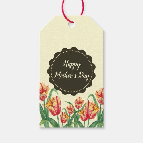 Watercolor Yellow Parrot Tulips Floral Art Gift Tags