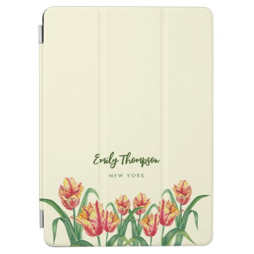 Watercolor Yellow Parrot Tulips Floral Art iPad Air Cover