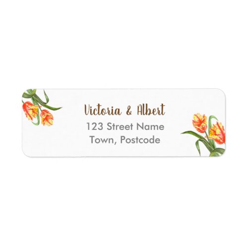 Watercolor Yellow Parrot Tulips Floral Art Label