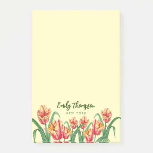 Watercolor Yellow Parrot Tulips Floral Art Post_it Notes