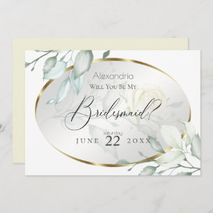 Watercolor Yellow Rose Be My Bridesmaid Invitation