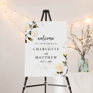 Watercolor Yellow Rose Welcome Wedding Foam Board