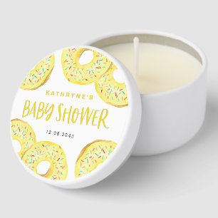 Watercolor Yellow Sprinkle Donuts Baby Shower Mini Candle Favors
