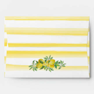 Watercolor Yellow Stripes and Lemons Envelope