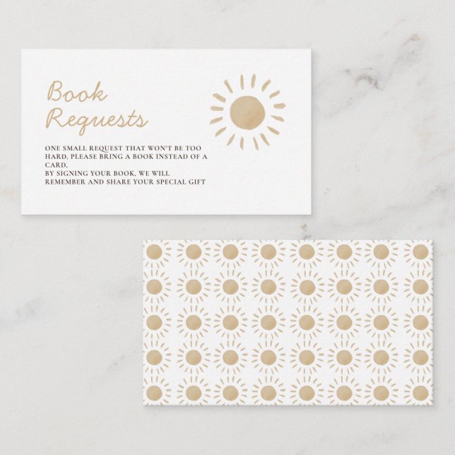 Watercolor Yellow Sun Baby Shower Book Request  Enclosure Card (Front/Back)