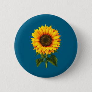 Watercolor yellow sunflower botanical garden summe button