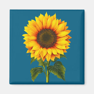 Watercolor yellow sunflower botanical garden summe magnet