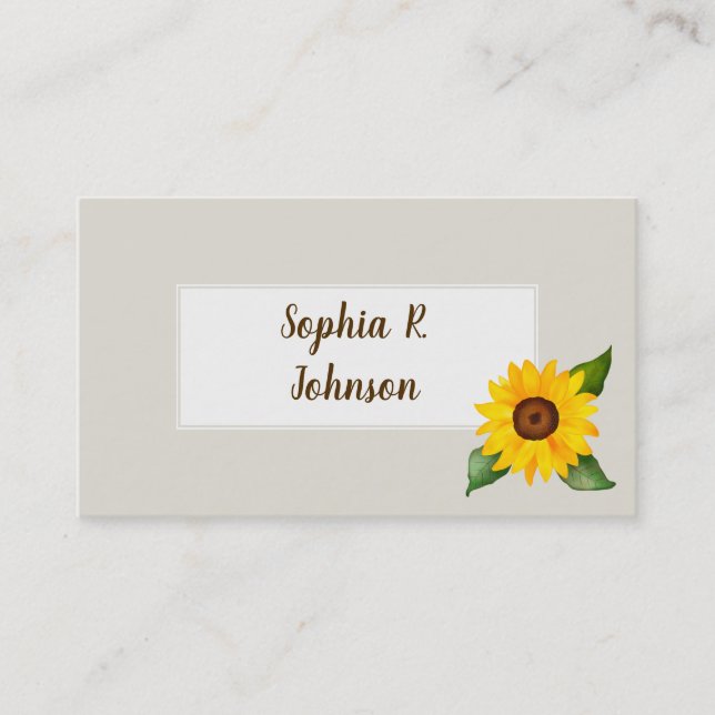 Watercolor Yellow Sunflower Business Card (Front)