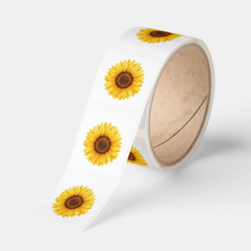 Watercolor Yellow Sunflower Floral Sticker Roll