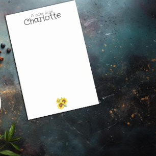 Watercolor yellow sunflower name post-it notes