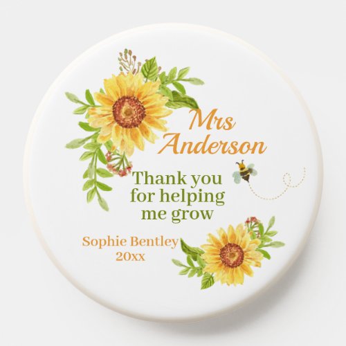Watercolor Yellow Sunflower Teacher Appreciation  PopSocket