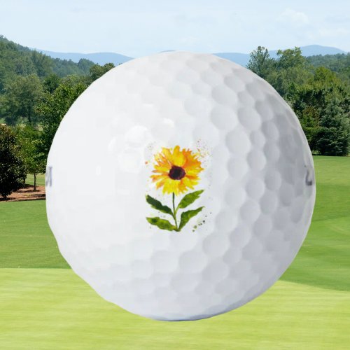 Watercolor yellow sunflower watercolor flowers golf balls