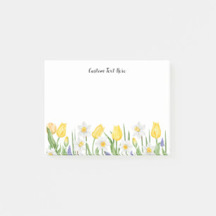 Watercolor Yellow Tulips Custom Text Post-it Notes