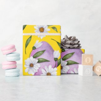 Watercolor Yellow White Daisy Flowers Easter Eggs