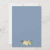 Watercolor Yellow White Floral Dusty Blue Wedding Invitation (Back)