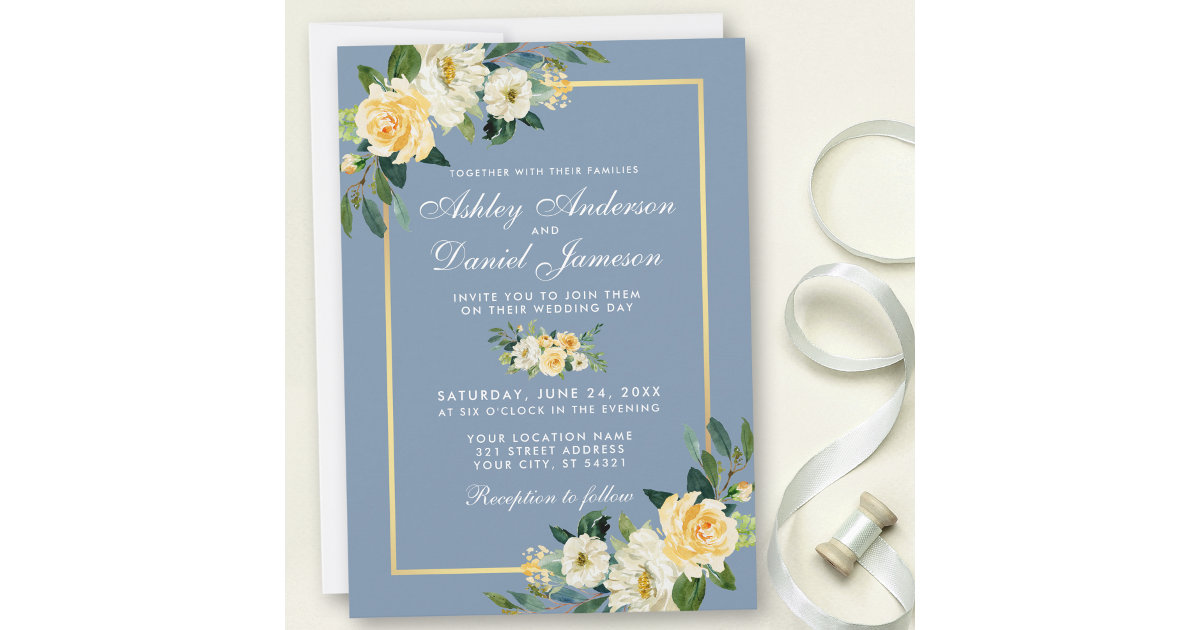 light blue and yellow wedding invitations