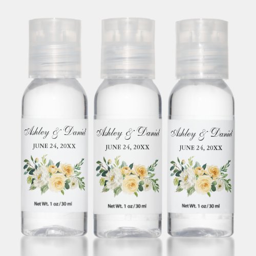 Watercolor Yellow White Floral Wedding Hand Sanitizer