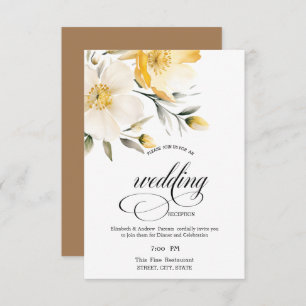 Watercolor Yellow White Flowers Rehearsal Dinner Invitation