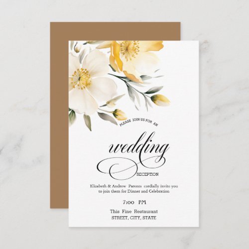 Watercolor Yellow White Flowers Rehearsal Dinner   Invitation