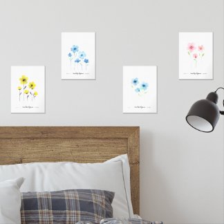 Watercolor Yellow Wild Flowers Wall Art Sets