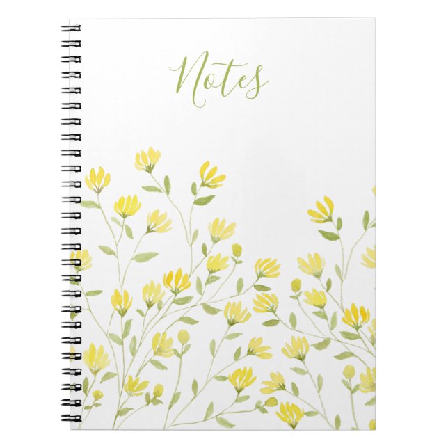 Watercolor yellow Wildflower Notebook (Front)
