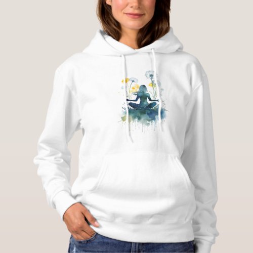Watercolor yoga and meditation design hoodie