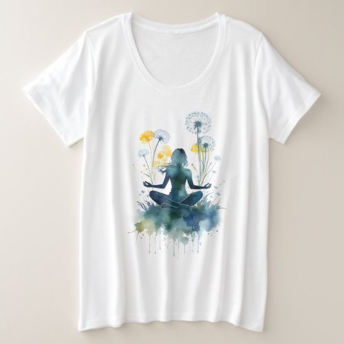 Watercolor yoga and meditation design plus size T_Shirt