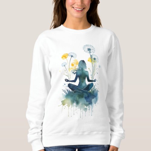 Watercolor yoga and meditation design sweatshirt