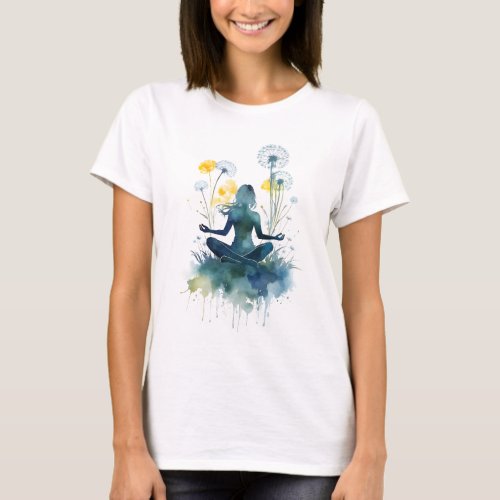Watercolor yoga and meditation design T_Shirt