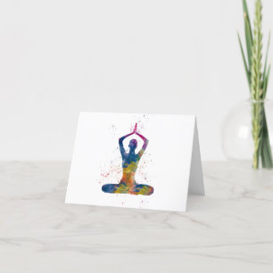 watercolor yoga letterpress thank you card