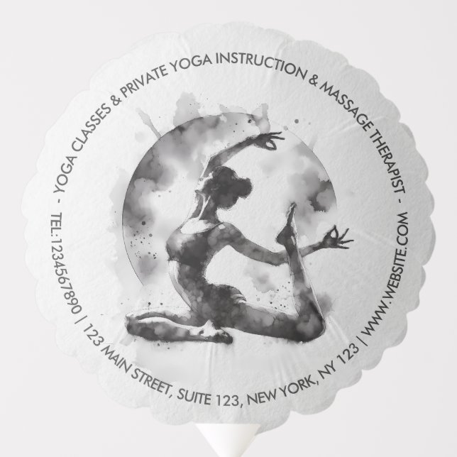 Watercolor Yoga Reiki One-Legged King Pigeon Pose Balloon (Front)