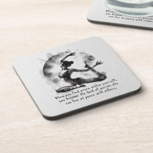 Watercolor Yoga Reiki One-Legged King Pigeon Pose Beverage Coaster